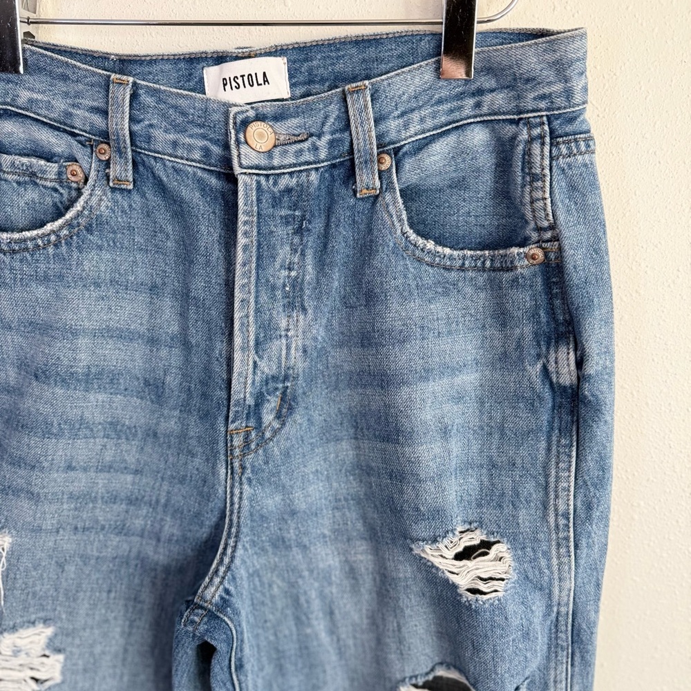 Pistola Distressed Straight Leg Jeans Women’s Size 25 High Rise Button Fly - Picture 4 of 13